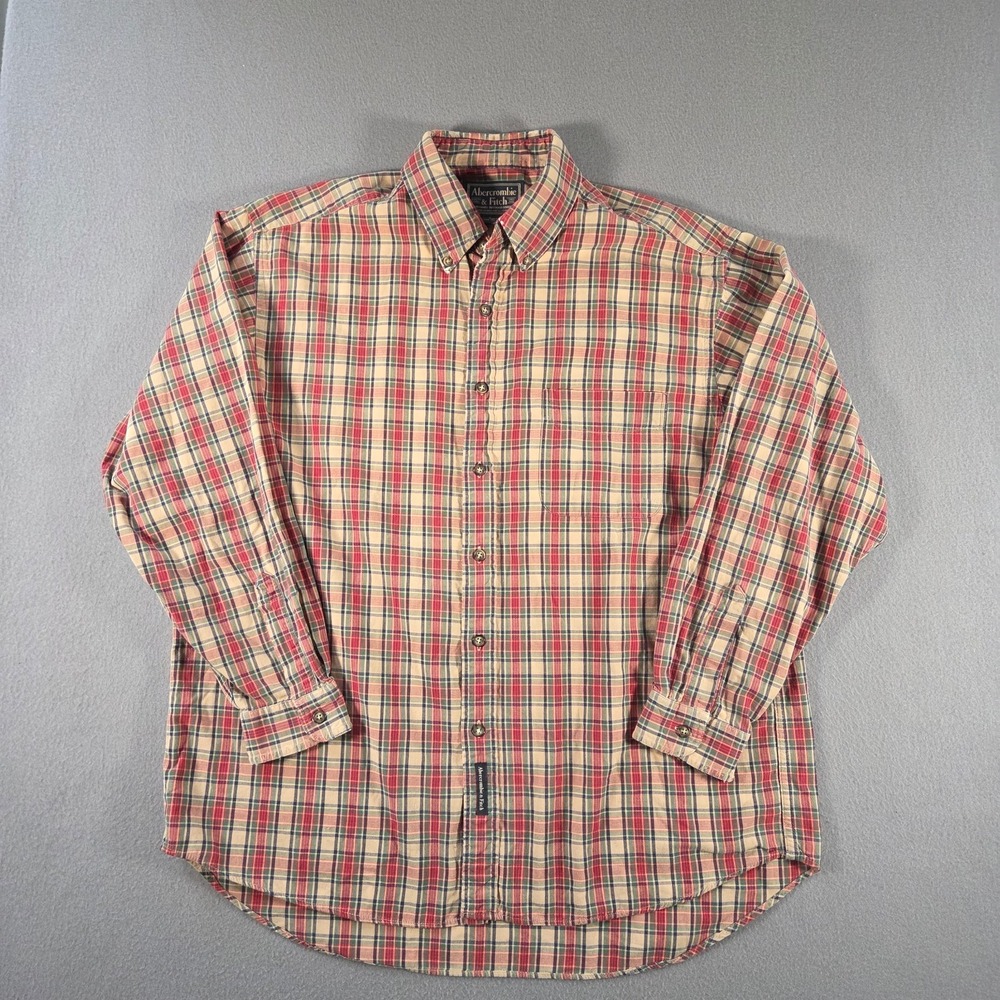 Abercrombie & Fitch Shirt Mens Large Plaid Cotton Flannel Button Down Outdoor